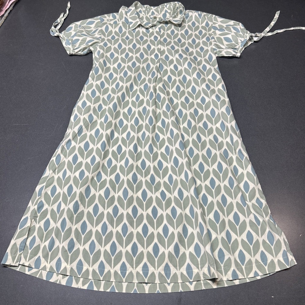 Linda Anderson Cracker Barrel Geo Floral Pocketed Maxi Dress Size S 100% Cotton